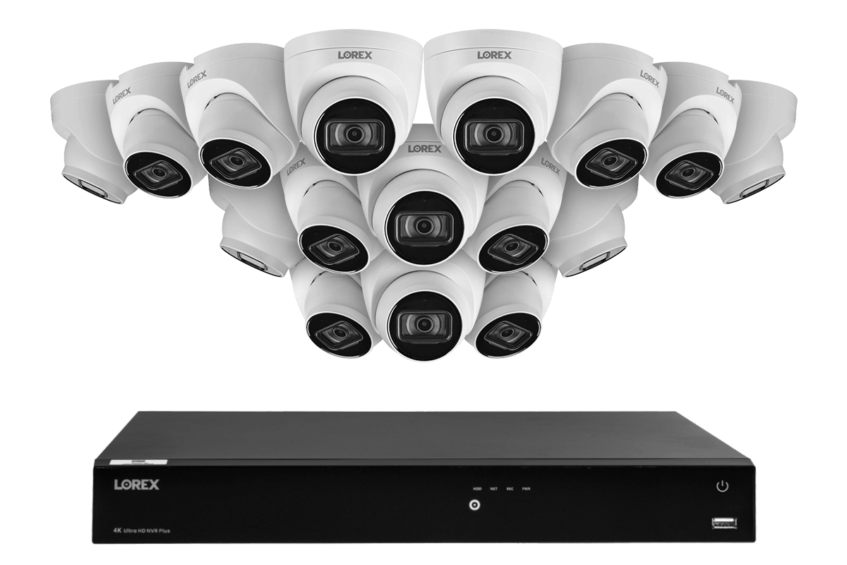 Lorex Fusion 4K 16-Channel 3TB NVR Wired System with IP Security Dome Cameras Feauting Listen-In Audio