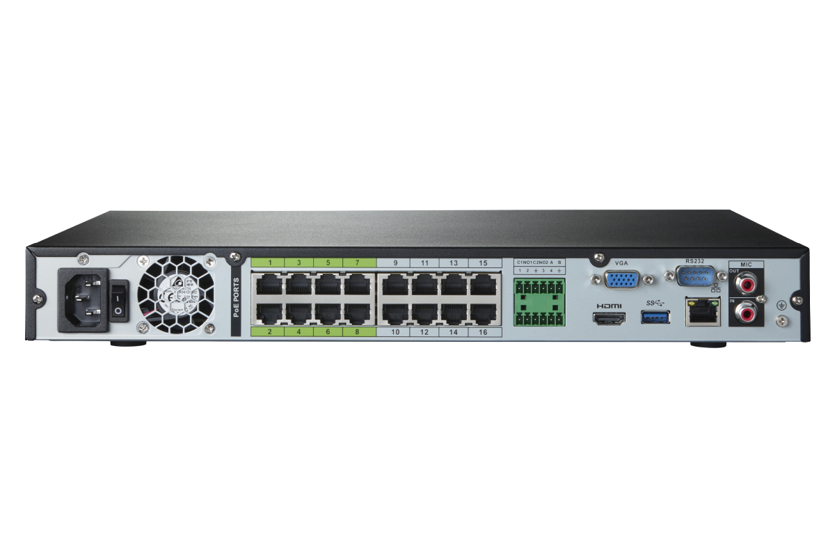 Lorex Fusion 4K 16-Channel 3TB NVR CCTV Wired System with IP Security Dome Cameras Featuring Listen-In Audio
