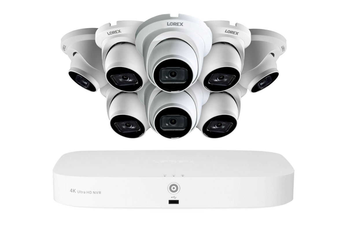 Lorex Fusion Series 4K 16 Camera Capable (8 Wired + 8 Fusion Wi-Fi) 2TB Wired NVR System with A14 IP Dome Cameras