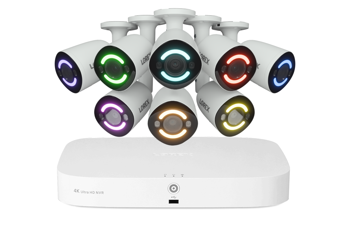 Lorex Fusion 4K 16-Channel 2TB Wired NVR System with 8 Smart Security Lighting Cameras