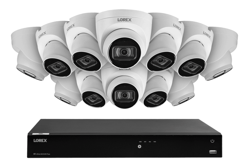 Lorex Fusion 4K 16-Channel 3TB NVR Wired System with IP Security Dome Cameras Feauting Listen-In Audio