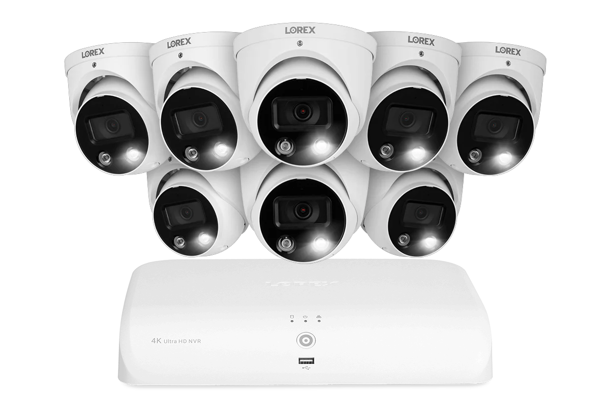 Lorex 16-Channel (8 Wired 8 Fusion Wi-Fi) 2TB Fusion Network Video Recorder with 4K Ultra HD Smart Deterrence Dome Cameras - 8
