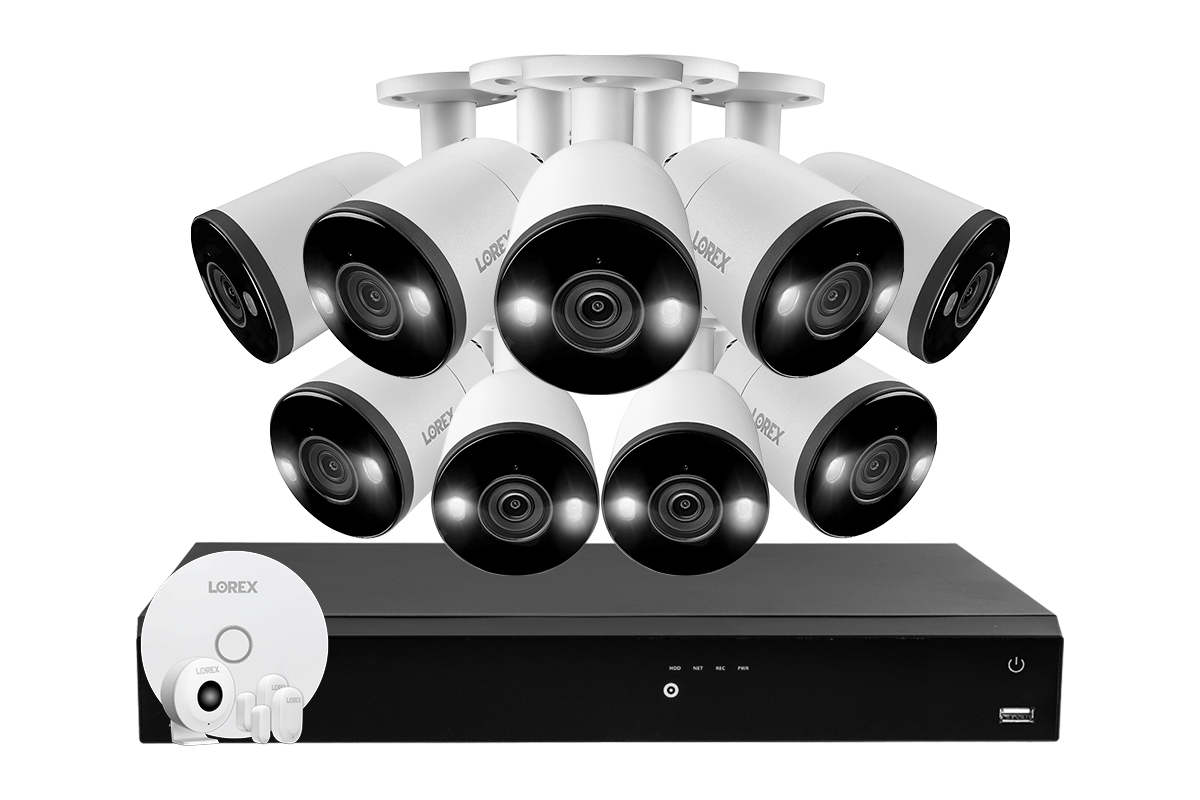 Lorex 4K 16-Channel 4TB Wired System with 9 Cameras + Smart Sensor Kit