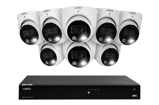 Lorex Fusion 4K 16-Channel 3TB NVR Wired System with IP Dome Cameras Featuring Smart Deterrence and 2-Way Audio