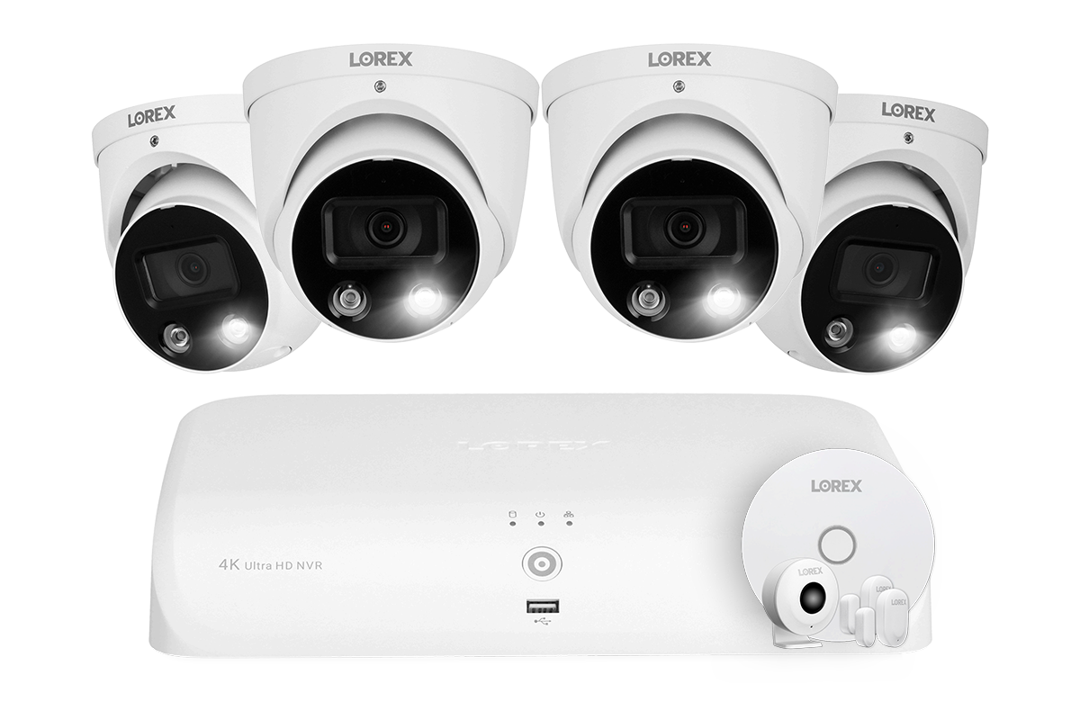 Lorex 4K 8-Channel 2TB Wired System with 4 Cameras + Smart Sensor Kit
