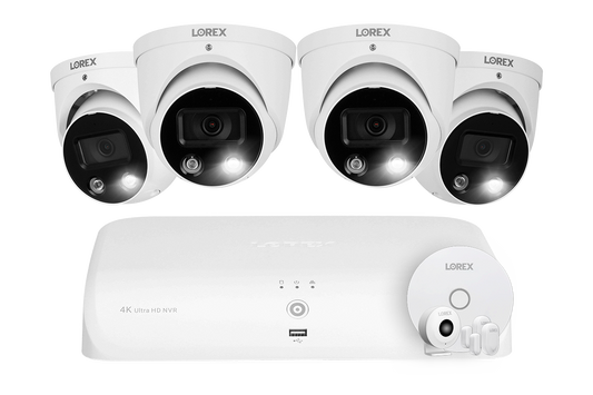 Lorex 4K 8-Channel 2TB Wired System with 4 Cameras + Smart Sensor Kit
