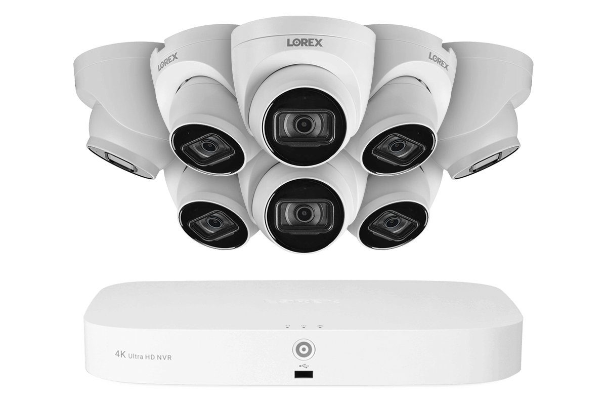 Lorex Fusion 4K 8-Channel 2TB NVR Wired System with IP Security Dome Cameras Feauting Listen-In Audio