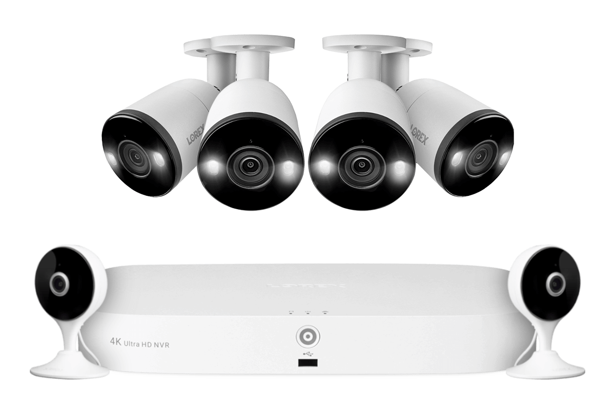 Lorex 4K 8-Channel 2TB NVR CCTV System with Smart Deterrence Bullet Cameras and 2K Indoor Cameras