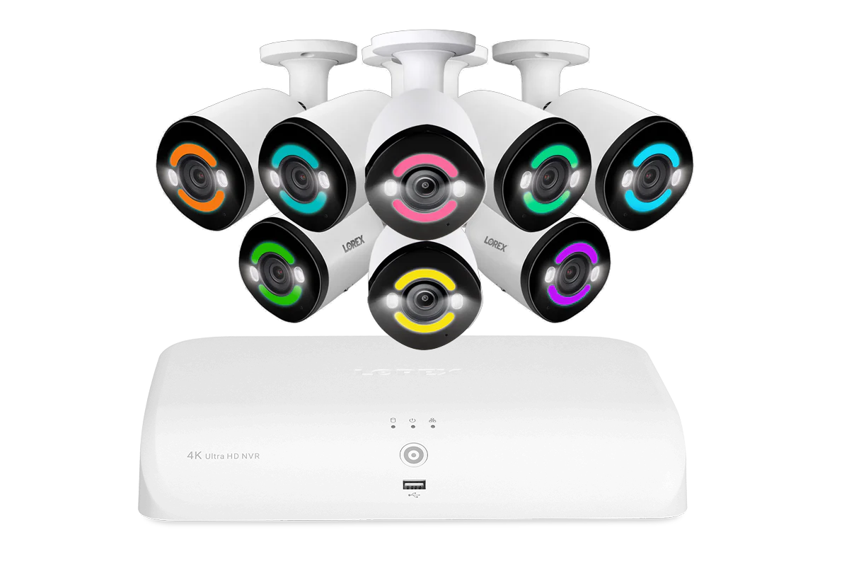 Lorex Fusion 4K 16-Channel 2TB Wired NVR System with Smart Security Lighting Cameras