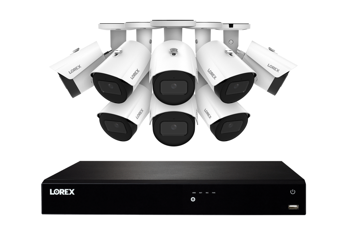 Fusion Series 4K 16 Camera Capable Wired NVR System A14 IP Bullet Cameras