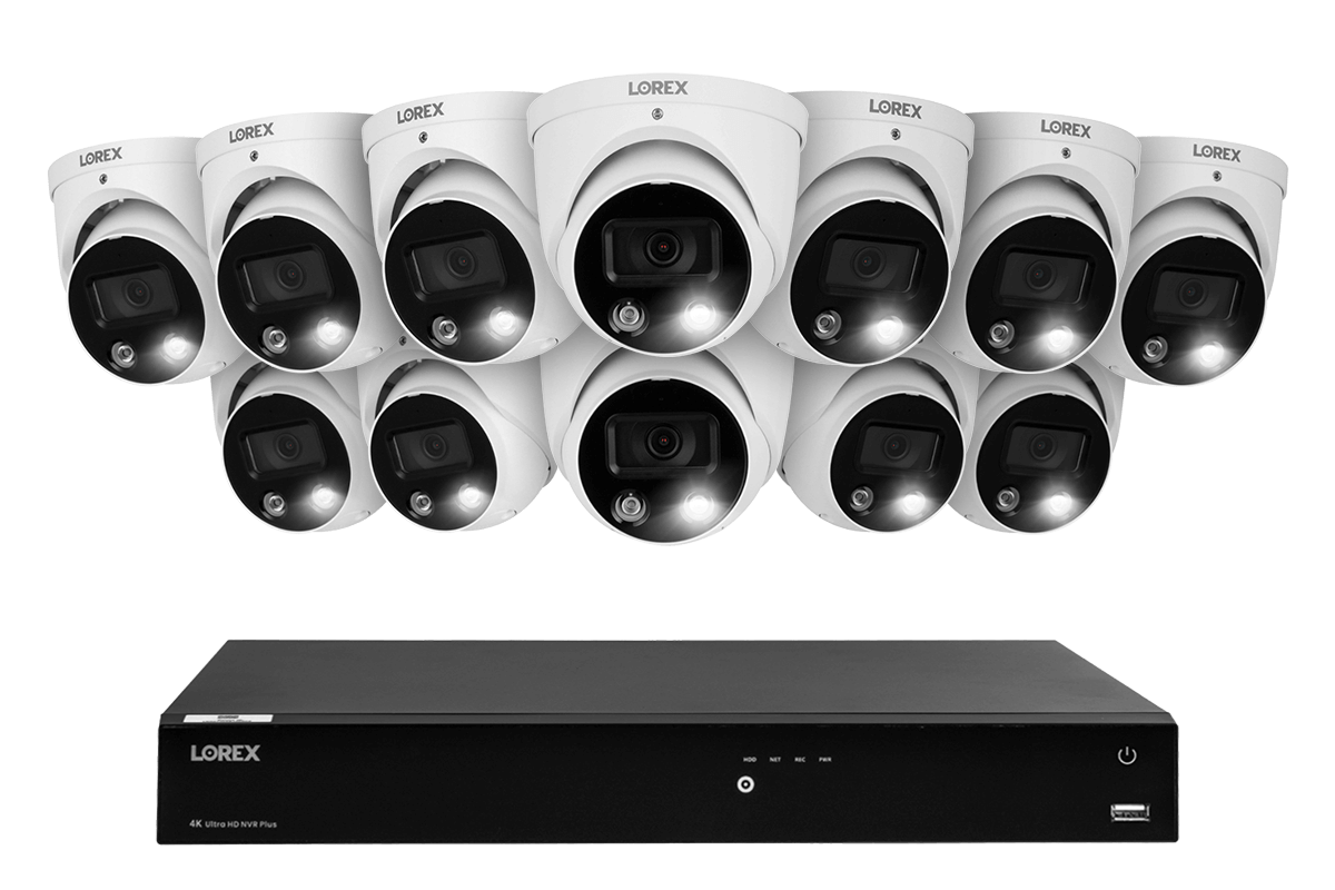 Lorex Fusion 4K 16-Channel 3TB NVR Wired System with IP Dome Cameras Featuring Smart Deterrence and 2-Way Audio