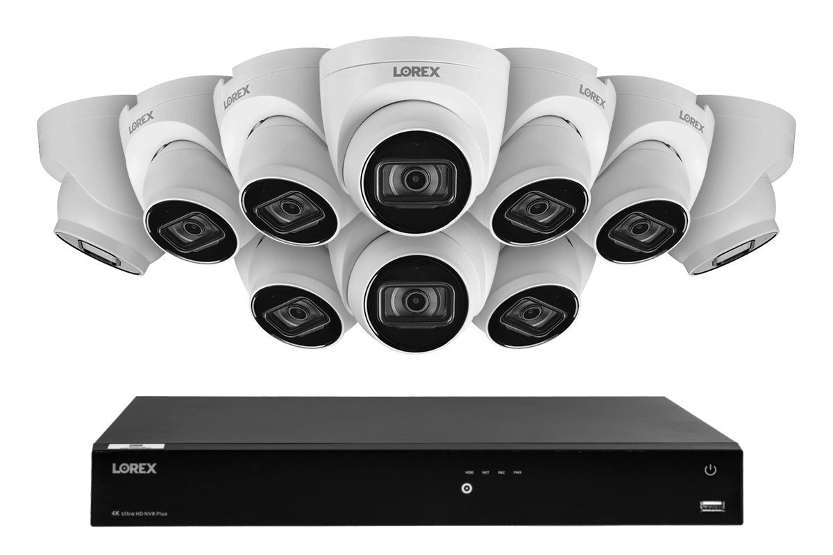 Lorex Fusion 4K 16-Channel 3TB NVR Wired System with IP Security Dome Cameras Feauting Listen-In Audio