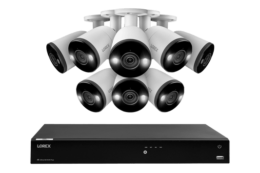 Lorex Fusion 4K 16-Channel 3TB NVR CCTV Wired System with IP Bullet Cameras Featuring Smart Deterrence and 2-Way Audio