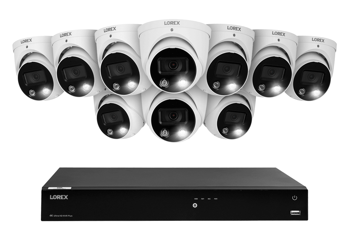 Lorex Fusion 4K 16-Channel 3TB NVR Wired System with IP Dome Cameras Featuring Smart Deterrence and 2-Way Audio