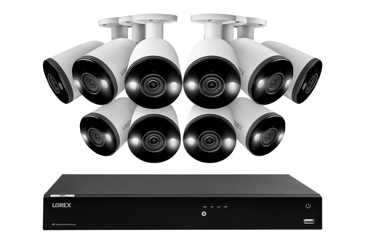 Lorex Fusion 4K 16-Channel 3TB NVR Wired System with IP Bullet Cameras Featuring Smart Deterrence and 2-Way Audio