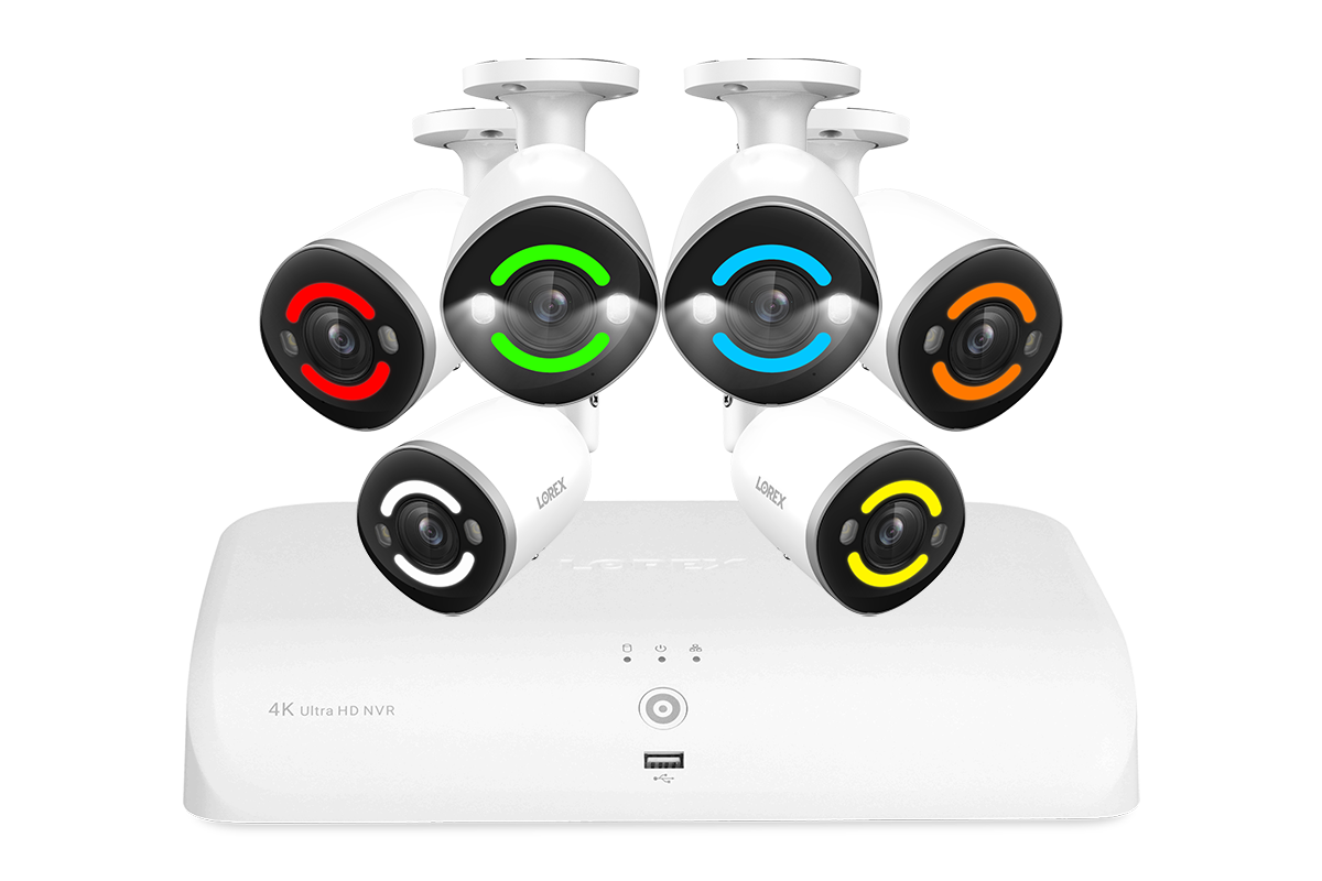 Lorex Fusion 4K 16 Camera Capable (8 Wired + 8 Fusion Wi-Fi ) 2TB Wired NVR System with 6 Smart Security Lighting Cameras