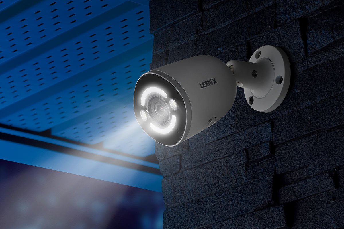 Lorex 4K Smart Security Lighting Deterrence Bullet AI PoE IP Wired Camera - E895AB
